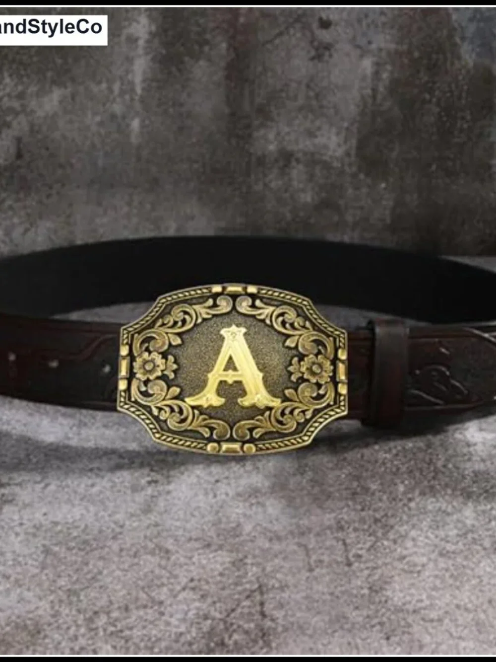 Western Initial Letter A-Z Belt Buckle Antique Golden Metal Belts Accessory Men